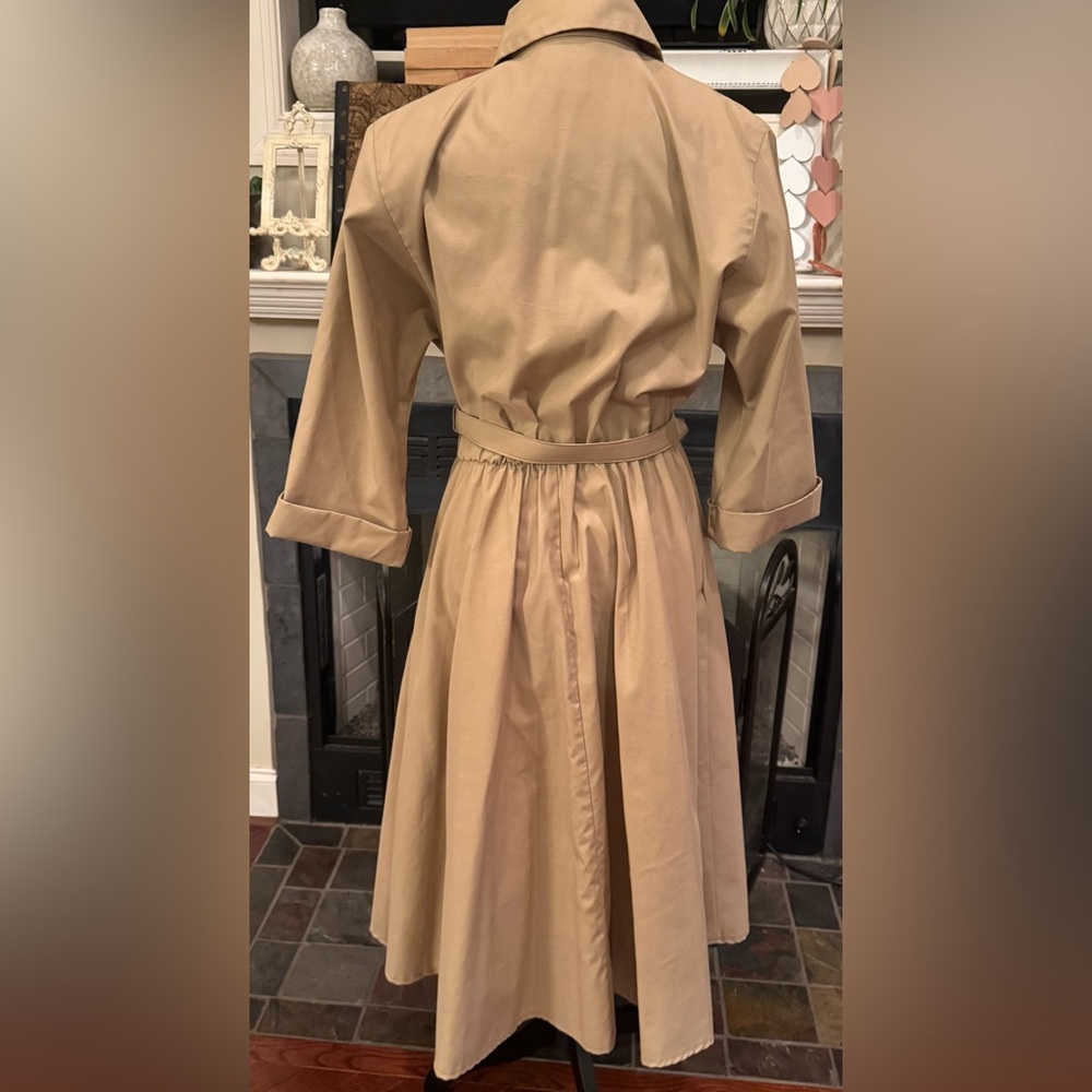 Vintage Made in USA Camp or Stewardess Khaki Dress Midi Sz 10 Medium Belt Pleats - Picture 7 of 9